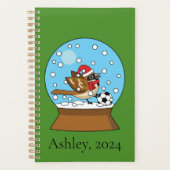 かわいい雀の遊サッカーの球体 |カスタマイズ プランナー手帳 (正面)