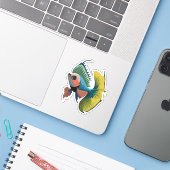 かわいい雄ベタのキャラクター シール (ノートパソコンとiPhone)