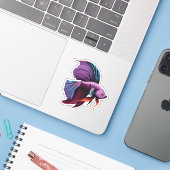 かわいい雄ベタのキャラクター シール (ノートパソコンとiPhone)