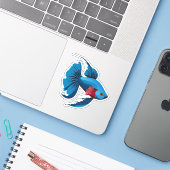 かわいい雄ベタのキャラクター シール (ノートパソコンとiPhone)