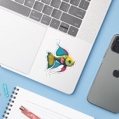 かわいい雄ベタのキャラクター シール (ノートパソコンとiPhone)