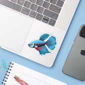 かわいい雄ベタのキャラクター シール (ノートパソコンとiPhone)