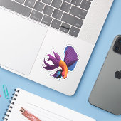 かわいい雄ベタのキャラクター シール (ノートパソコンとiPhone)