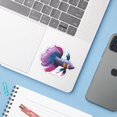 かわいい雄ベタのキャラクター シール (ノートパソコンとiPhone)
