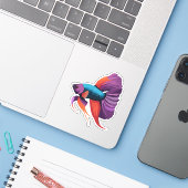 かわいい雄ベタのキャラクター シール (ノートパソコンとiPhone)