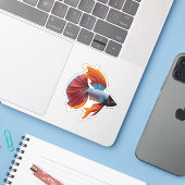 かわいい雄ベタのキャラクター シール (ノートパソコンとiPhone)