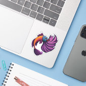 かわいい雄ベタのキャラクター シール (ノートパソコンとiPhone)