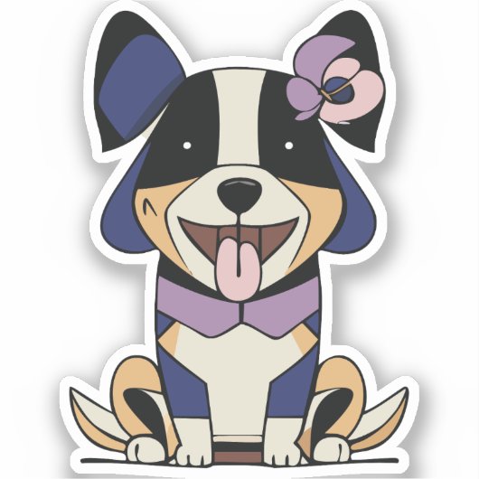 かわいい雌犬 シール (正面)