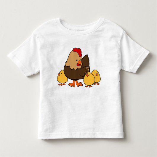 かわいい雌鶏およびひよこ トドラーTシャツ (正面)