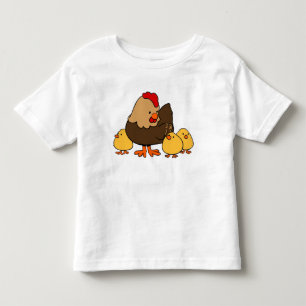 かわいい雌鶏とひよこ トドラーTシャツ