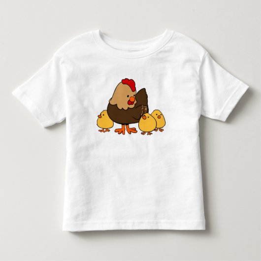 かわいい雌鶏とひよこ トドラーTシャツ (正面)