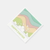 かわいい雛とイースターの卵のカラフル自然 スタンダードカクテルナプキン (角)