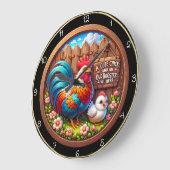 かわいい雛と老いぼれ。 ラージ壁時計 (傾斜)