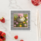 かわいい雛と花イースター スタンダードカクテルナプキン (インサイチュ)