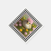 かわいい雛と花イースター スタンダードカクテルナプキン (角)