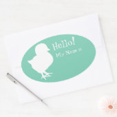 かわいい雛の名前タグ 楕円形シール (封筒)
