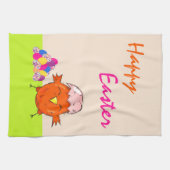 かわいい雛カラフルイースターエッグハッピーイースター キッチンタオル (横)