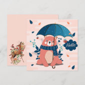 かわいい雨の日のクマ シーズンカード (正面/裏面)