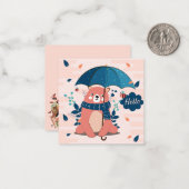 かわいい雨の日のクマ ノートカード (正面/裏面インサイチュ)