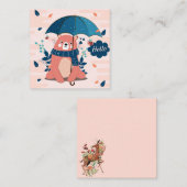 かわいい雨の日のクマ ノートカード (正面/裏面)