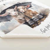 かわいい雨の日のヤギたち シェルパブランケット (3/4)