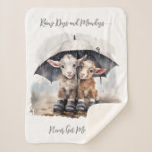 かわいい雨の日のヤギたち シェルパブランケット (正面)