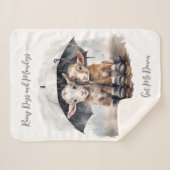 かわいい雨の日のヤギたち シェルパブランケット (正面(横))