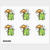 かわいい雨の日カエルステッカー ラウンドシール (シート)