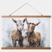 かわいい雨の日ヤギ 吊り下げ型タペストリー (正面3)