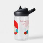 かわいい雨の日黄色のアヒルの花キッズ ウォーターボトル (左面)