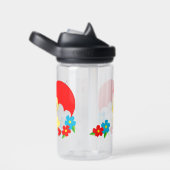 かわいい雨の日黄色のアヒルの花キッズ ウォーターボトル (右面)