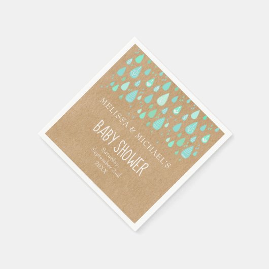 かわいい雨滴カップル赤ちゃんシャワー/散水素朴 スタンダードカクテルナプキン (角)