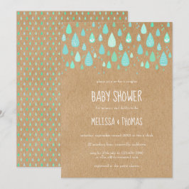 かわいい雨滴 カップル ベビーシャワー / スプリンル 招待状