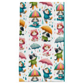 かわいい雨猫と傘つき犬 スモールペーパーバッグ (正面)