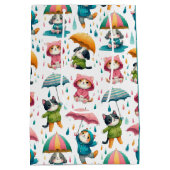 かわいい雨猫と傘つき犬 ミディアムペーパーバッグ (裏面)