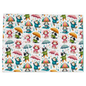 かわいい雨猫と傘つき犬 ラージペーパーバッグ (裏面)