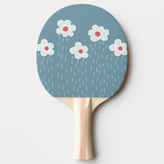 かわいい雨雲の雨の天候の花 卓球ラケット (正面)