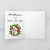 かわいい雪だるまおよび水晶雪片のクリスマスカード シーズンカード (内部)