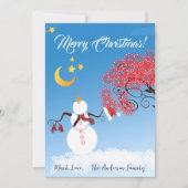 かわいい雪だるまお月さまを見上げる シーズンカード (正面)