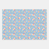 かわいい雪だるまがクリスマスに雪だるまをプレゼント ラッピングペーパーシート (正面3)