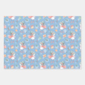 かわいい雪だるまがクリスマスに雪だるまをプレゼント ラッピングペーパーシート (正面)