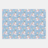 かわいい雪だるまがクリスマスに雪だるまをプレゼント ラッピングペーパーシート (正面3)