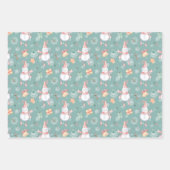 かわいい雪だるまがクリスマスに雪だるまをプレゼント ラッピングペーパーシート (正面)