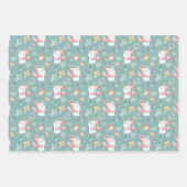 かわいい雪だるまがクリスマスに雪だるまをプレゼント ラッピングペーパーシート (正面3)