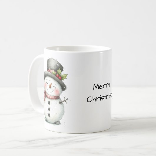 かわいい雪だるまがトップハットを着て コーヒーマグカップ (正面左)