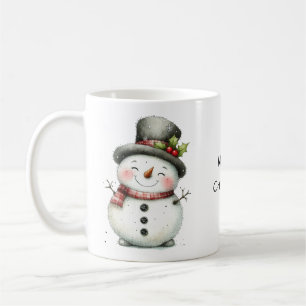かわいい雪だるまがトップハットを着て コーヒーマグカップ