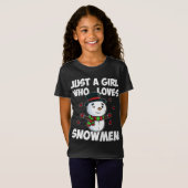 かわいい雪だるまが大好きな女の子凍ってい雪だるま Tシャツ (正面フル)