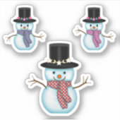 かわいい雪だるまが3体 クリスマス ホリデー アート シール (正面)