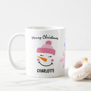 かわいい雪だるまでスキー帽をかぶった。メリークリスマス コーヒーマグカップ