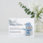 かわいい雪だるまで冬の写真クリスマスホリデー ポストカード (スタンド正面)